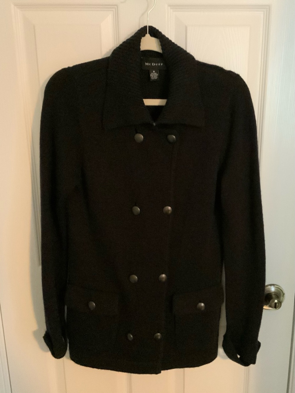 Women's Blue Double-Breasted Cardigan Jacket